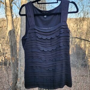 White House Black Market Black Ruffled Sleeveless Tank Top